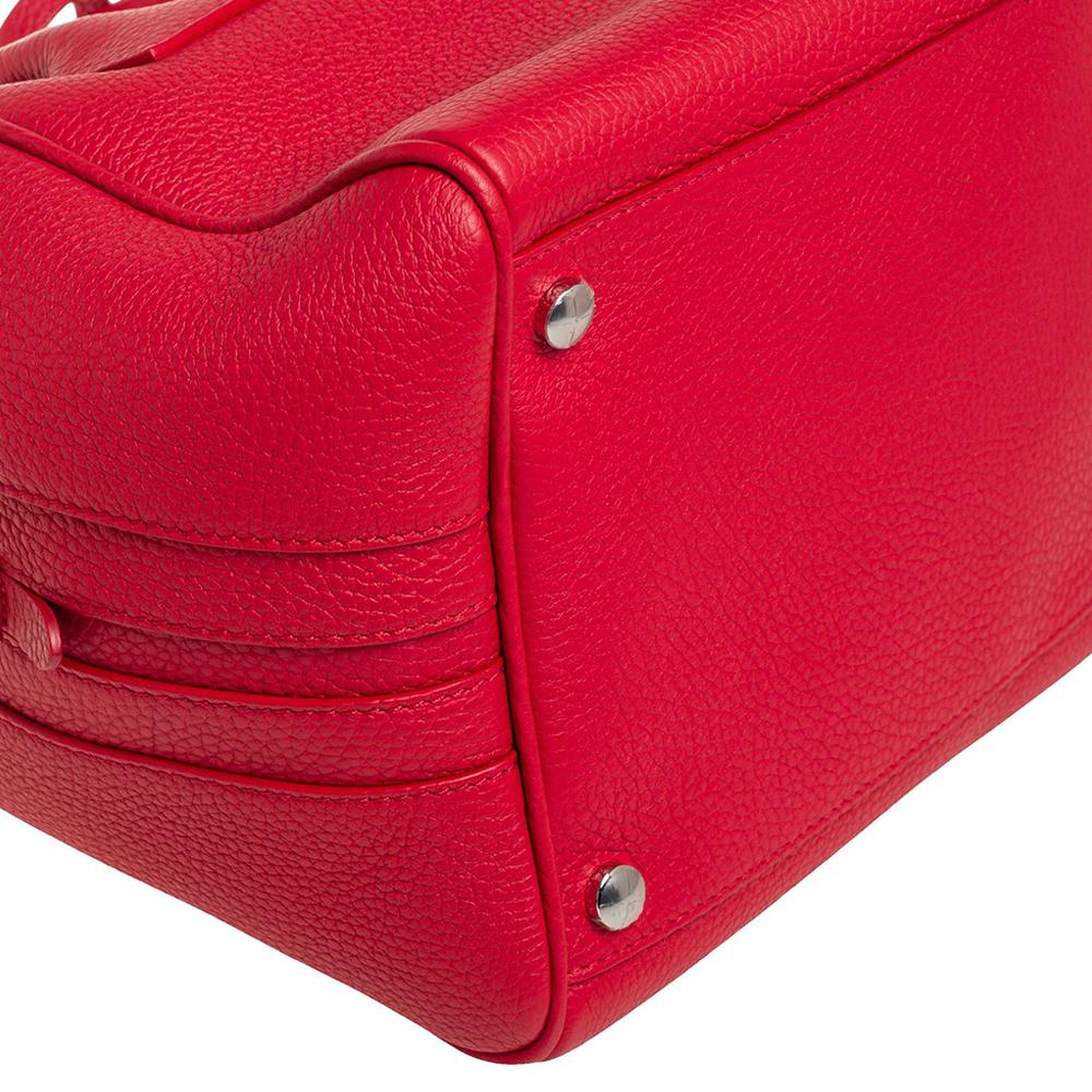Burberry Red Grained Leather Cube Satchel 5