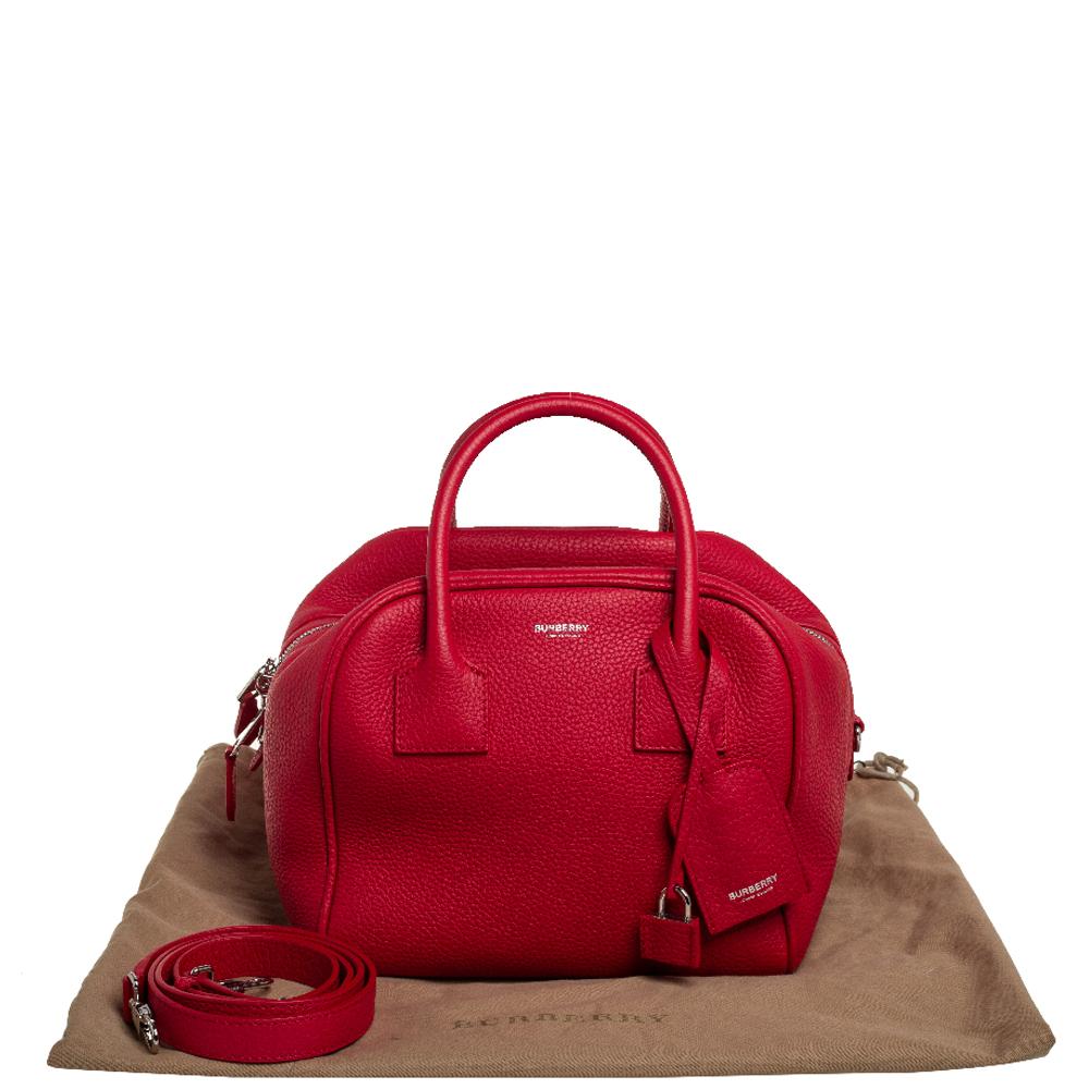 Burberry Red Grained Leather Cube Satchel 6