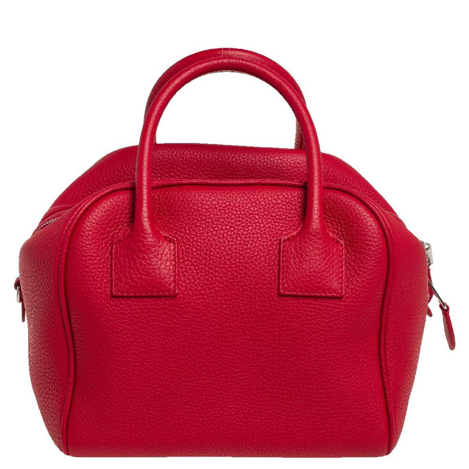 Burberry Red Grained Leather Cube Satchel at 1stDibs