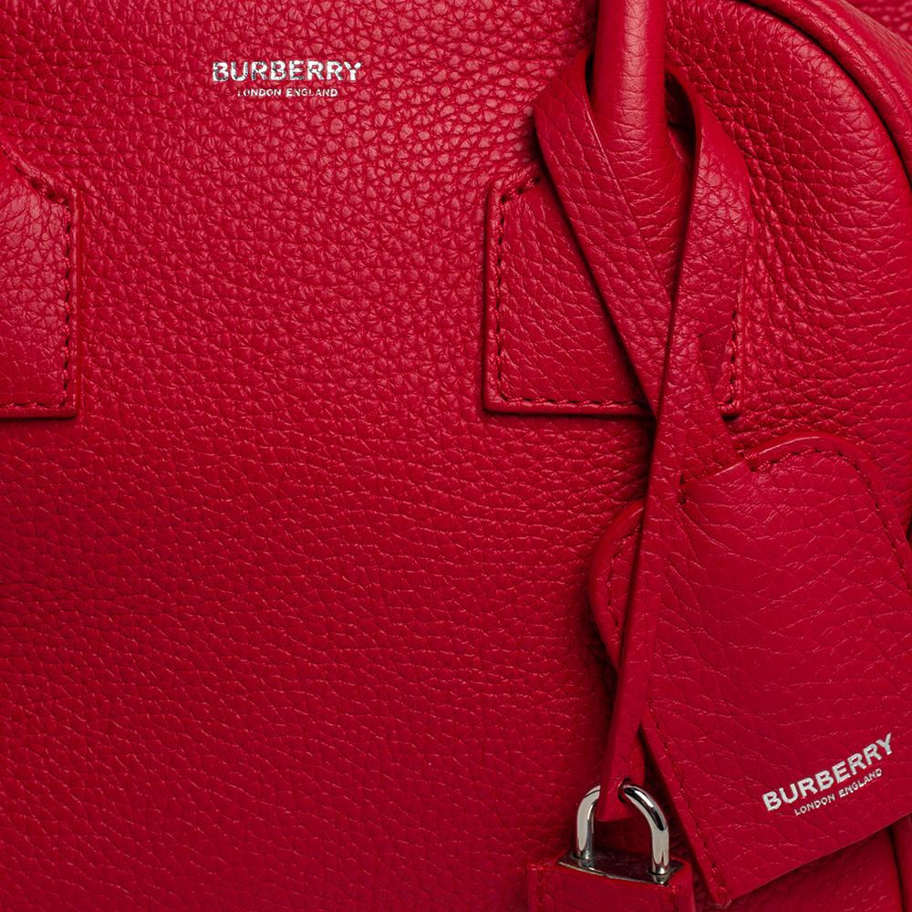 Women's Burberry Red Grained Leather Cube Satchel