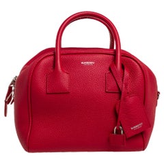 Burberry Red Grained Leather Cube Satchel