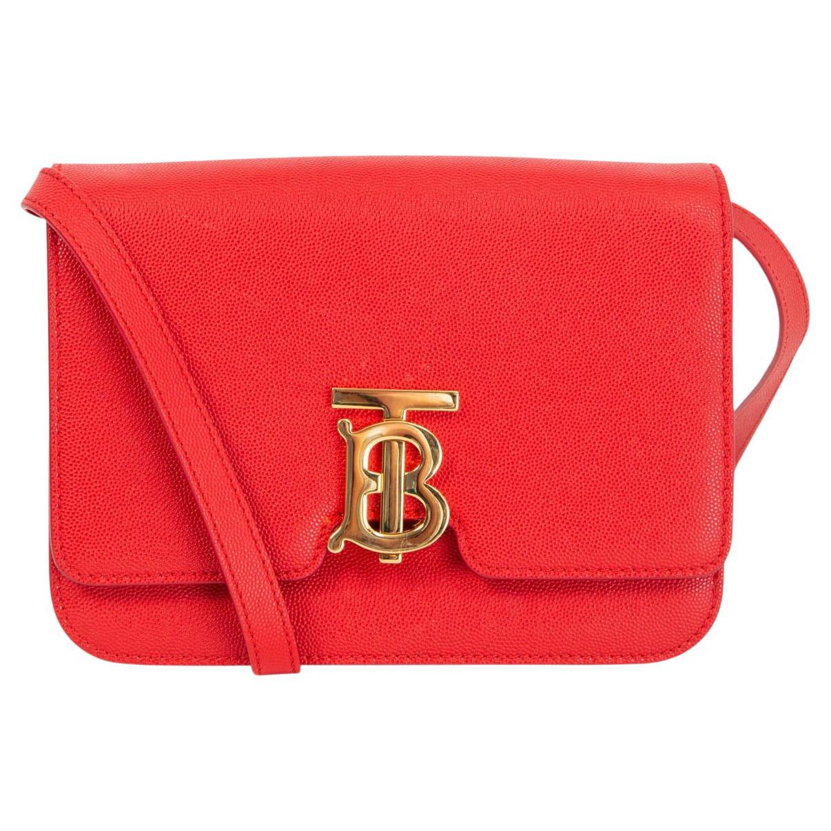 BURBERRY red grainy leather TB SMALL Shoulder Bag