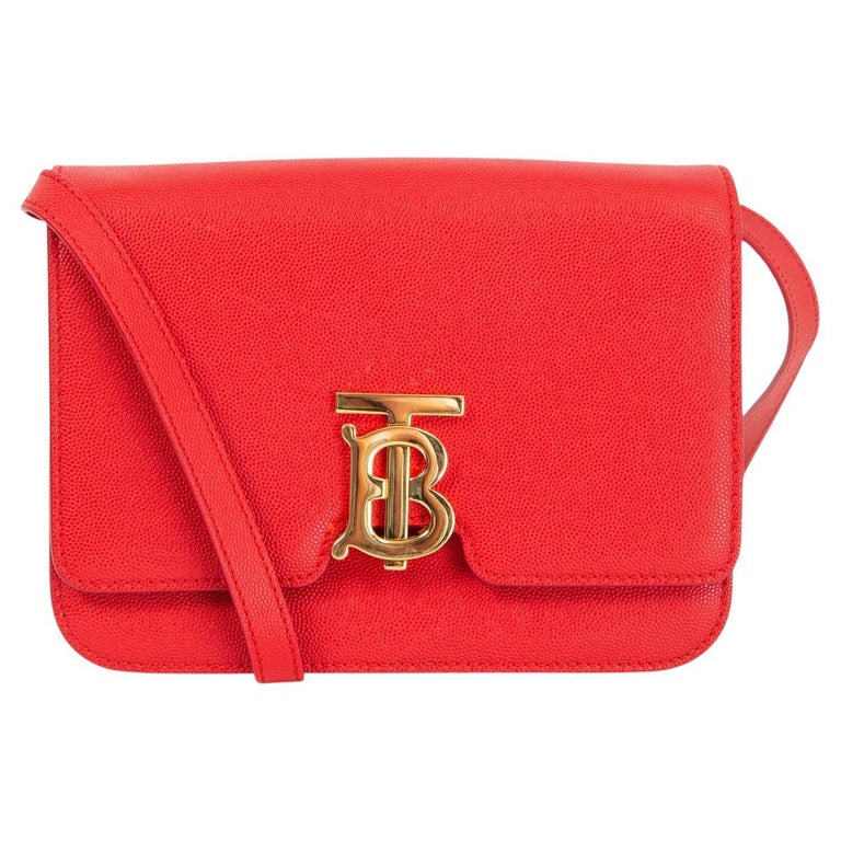 BURBERRY red grainy leather TB SMALL Shoulder Bag For Sale at 1stDibs