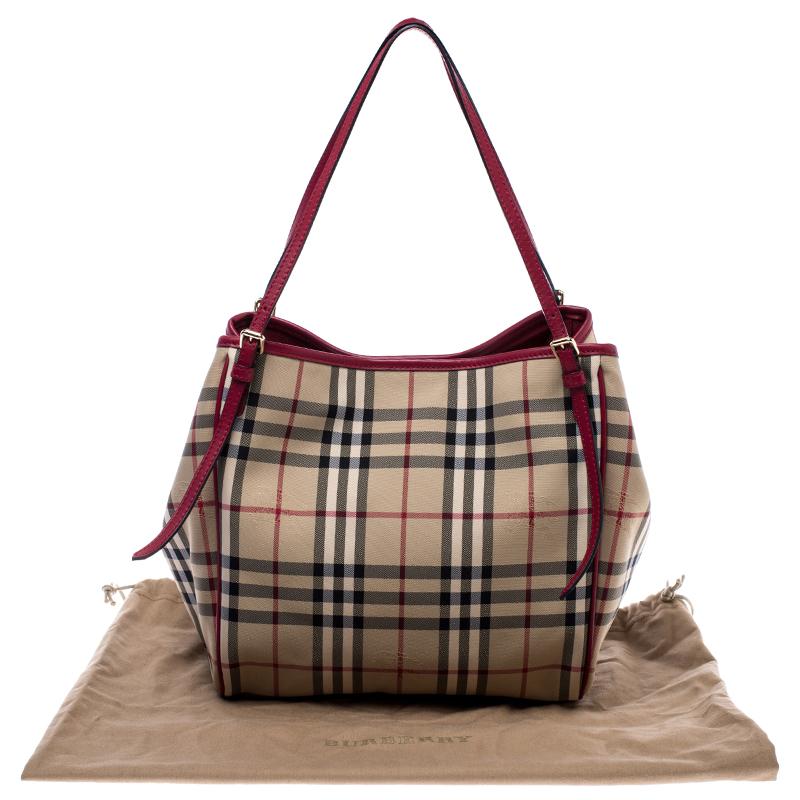 Burberry Red Haymarket Check PVC Small Canterbury Tote 7
