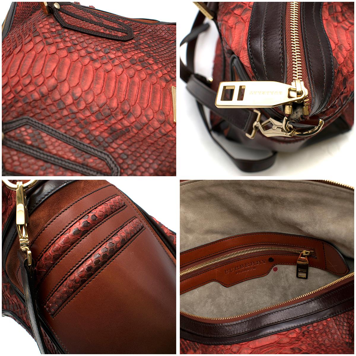 Burberry Red Large Python Travel Bag In Good Condition For Sale In London, GB