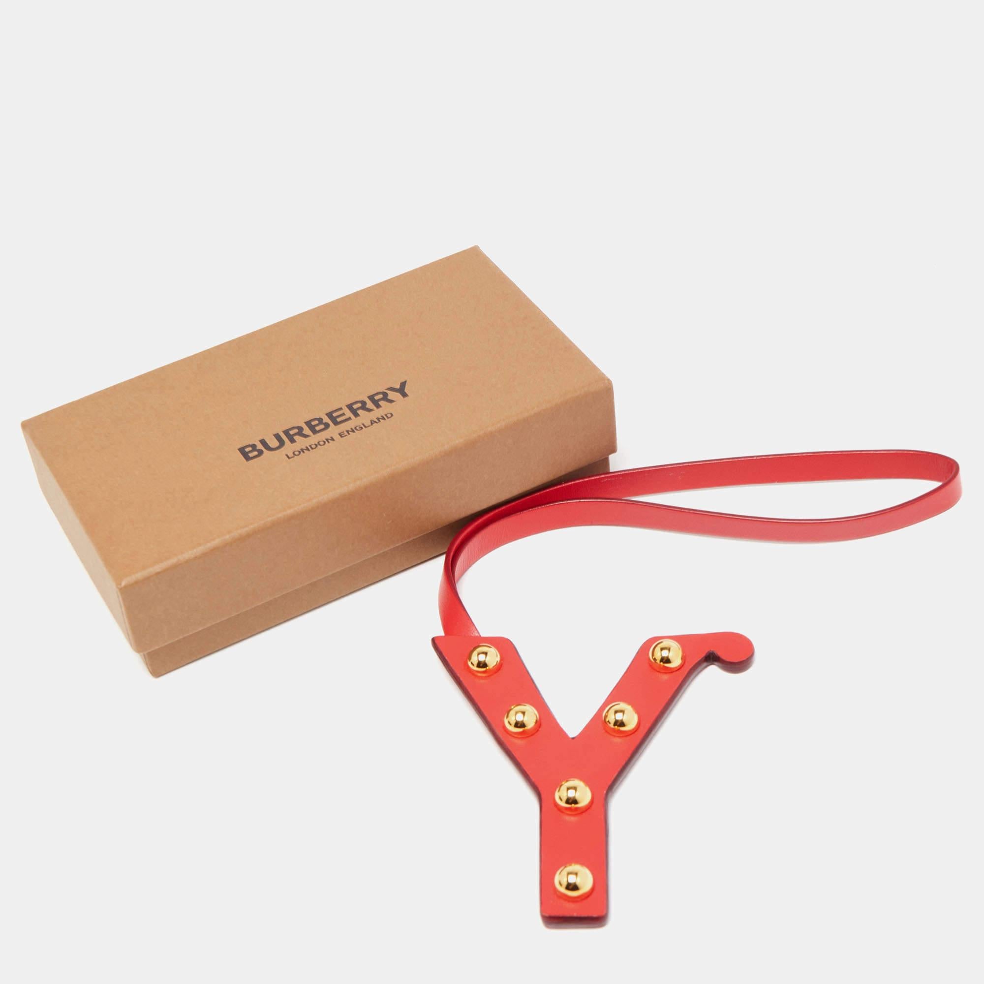 Burberry Red Leather Alphabet Y Bag Charm 1