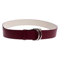 Burberry Red Leather Double D-Ring Belt 120CM