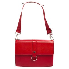 Burberry Red Leather Flap Slim Shoulder Bag