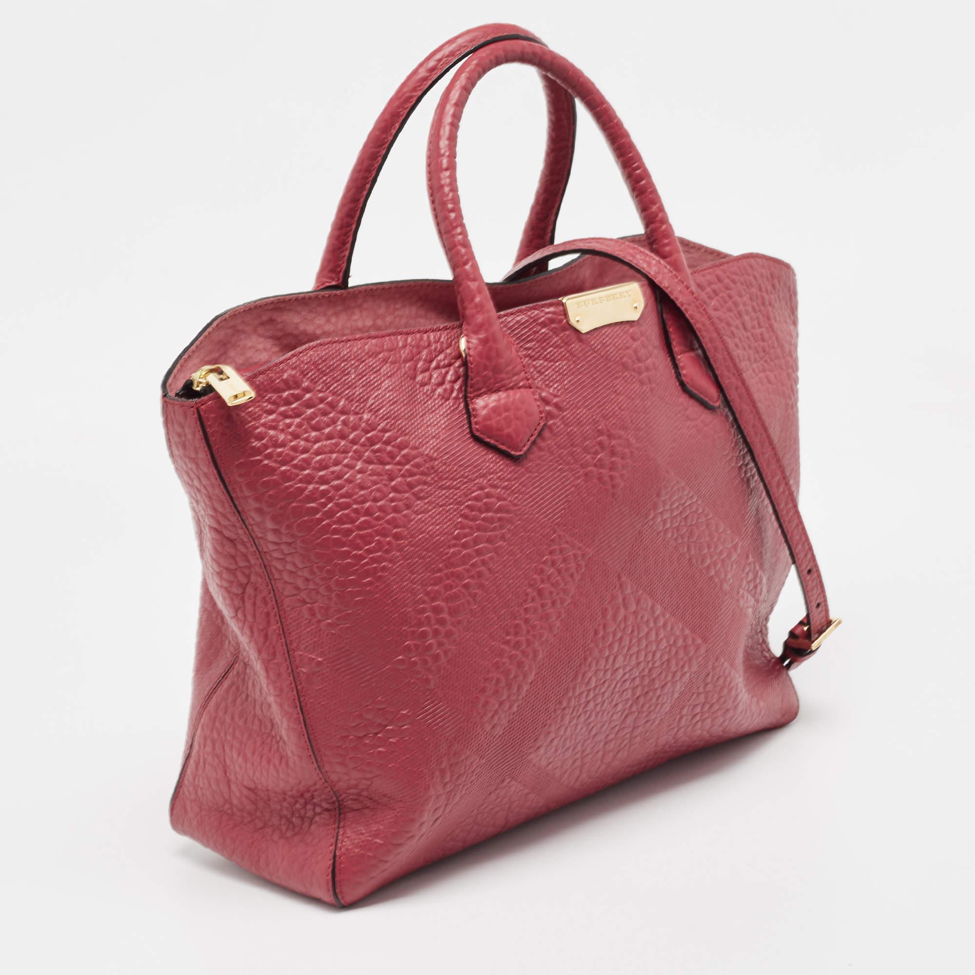 Women's Burberry Red Leather Medium Dewsbury Tote For Sale