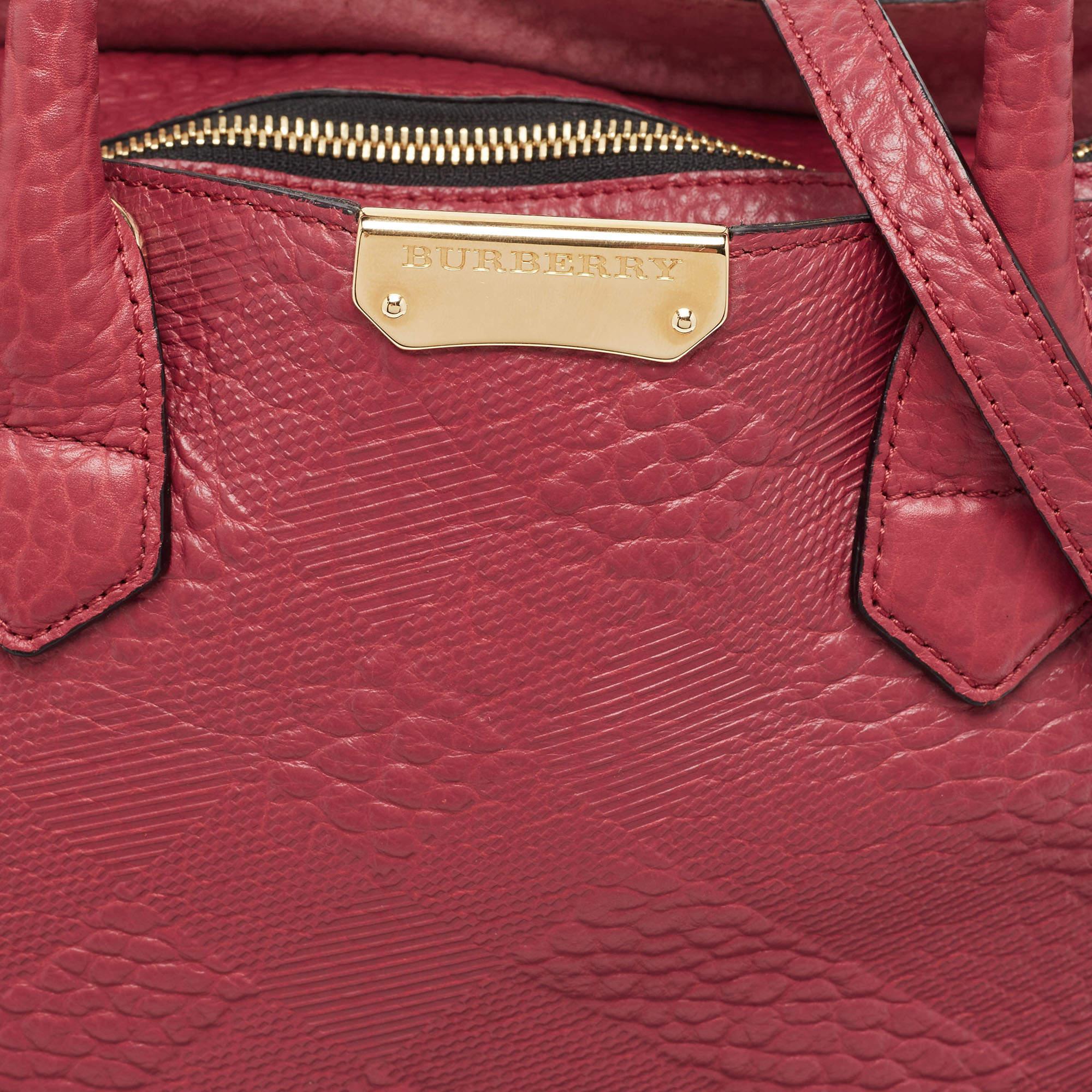 Burberry Red Leather Medium Dewsbury Tote For Sale 4