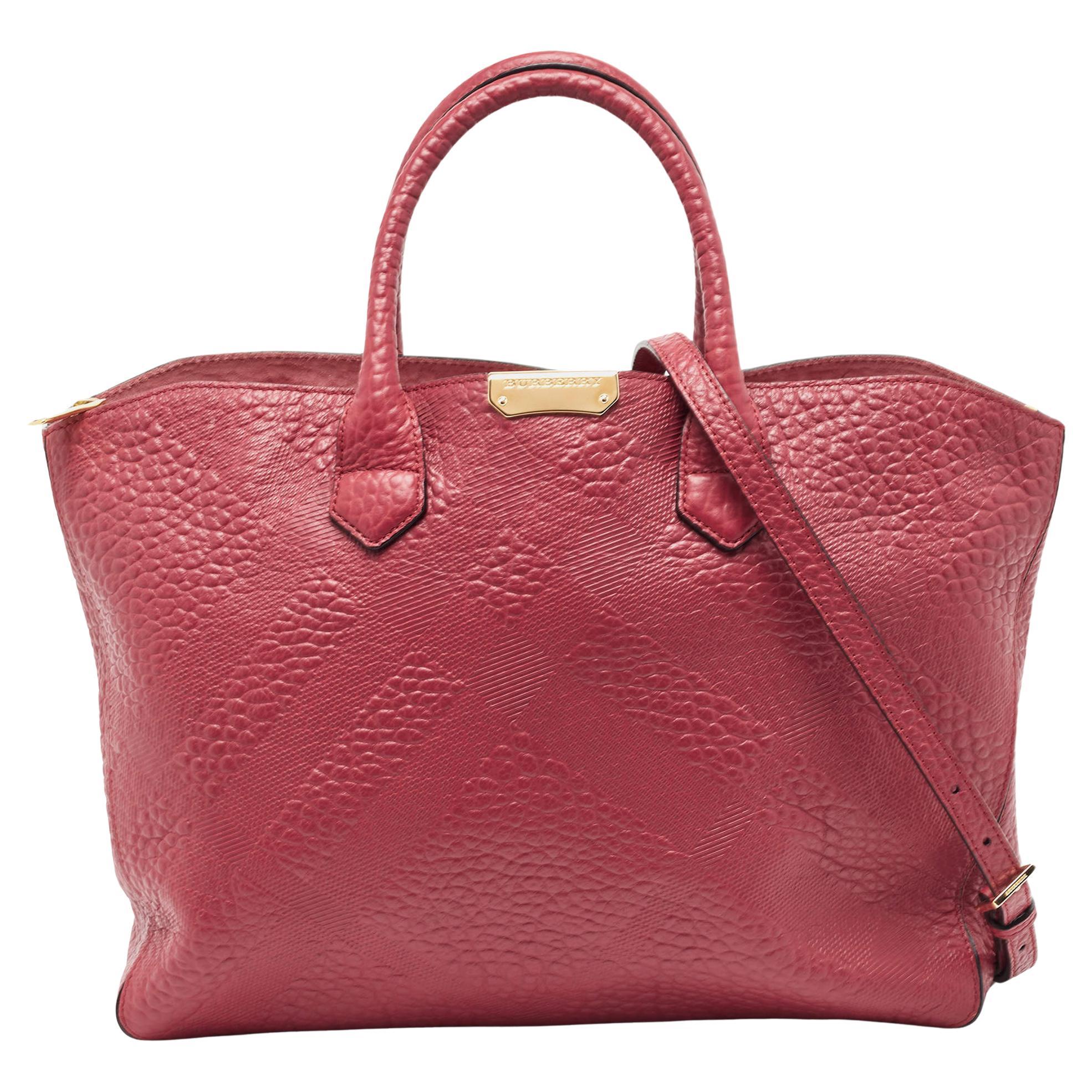 Burberry Red Leather Medium Dewsbury Tote For Sale