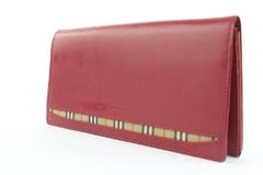 Burberry Nova Langes Portemonnaie aus rotem Leder mit Klappe 674bur318