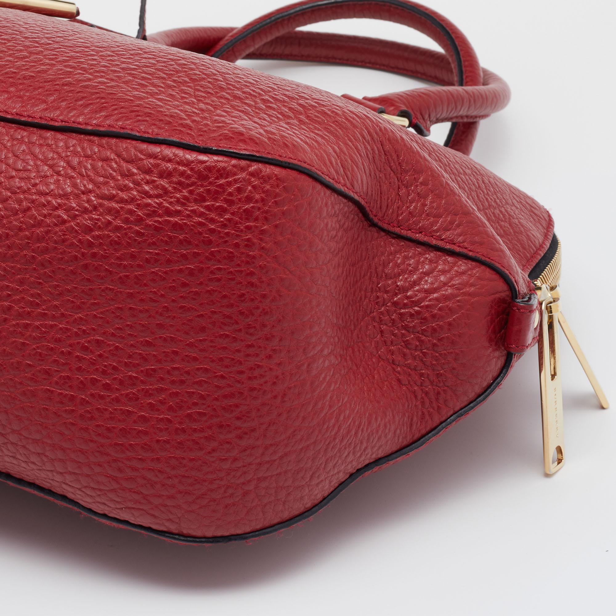 Burberry Red Leather Orchard Bowler Bag 3