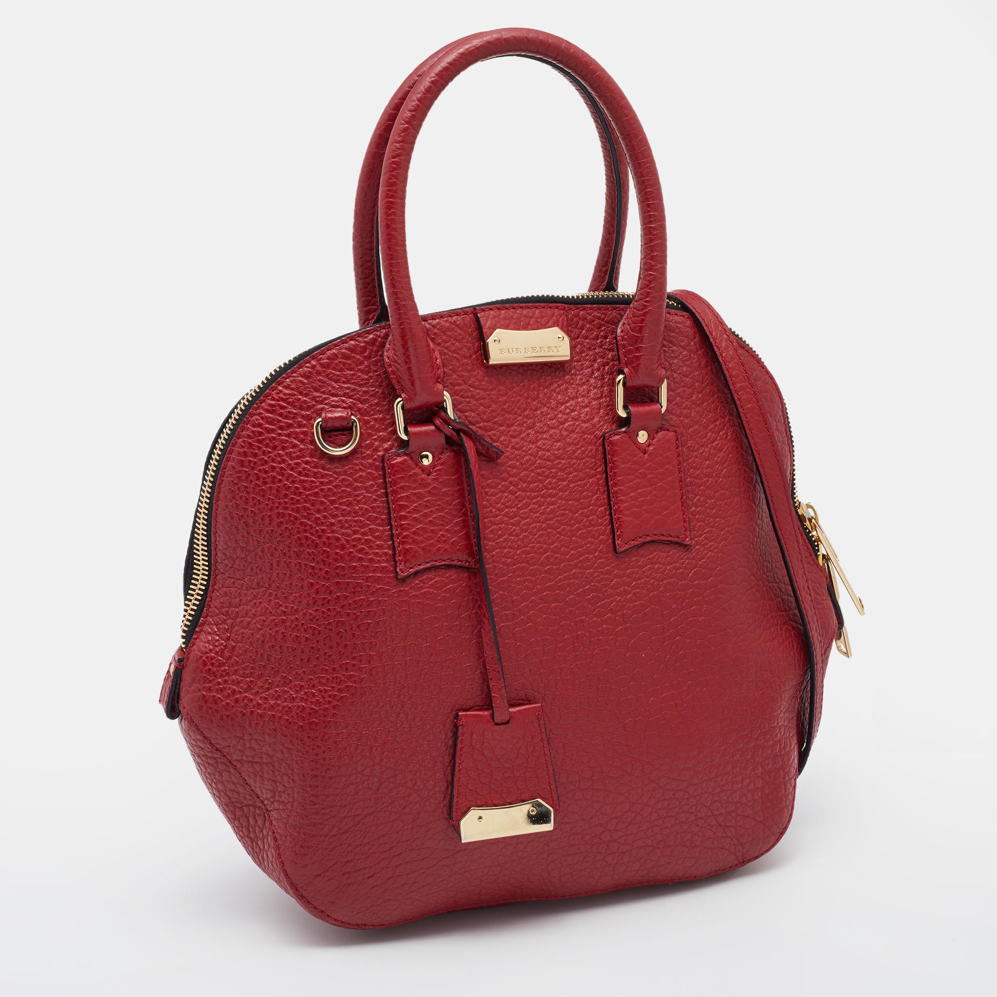 Burberry Red Leather Orchard Bowler Bag 4