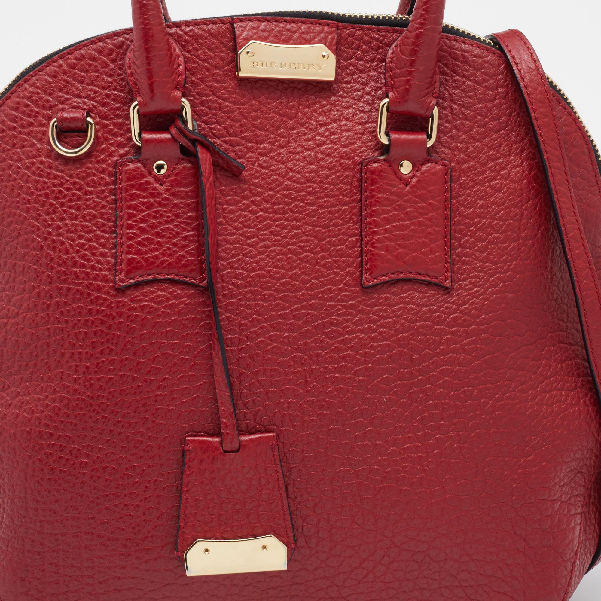 Women's Burberry Red Leather Orchard Bowler Bag