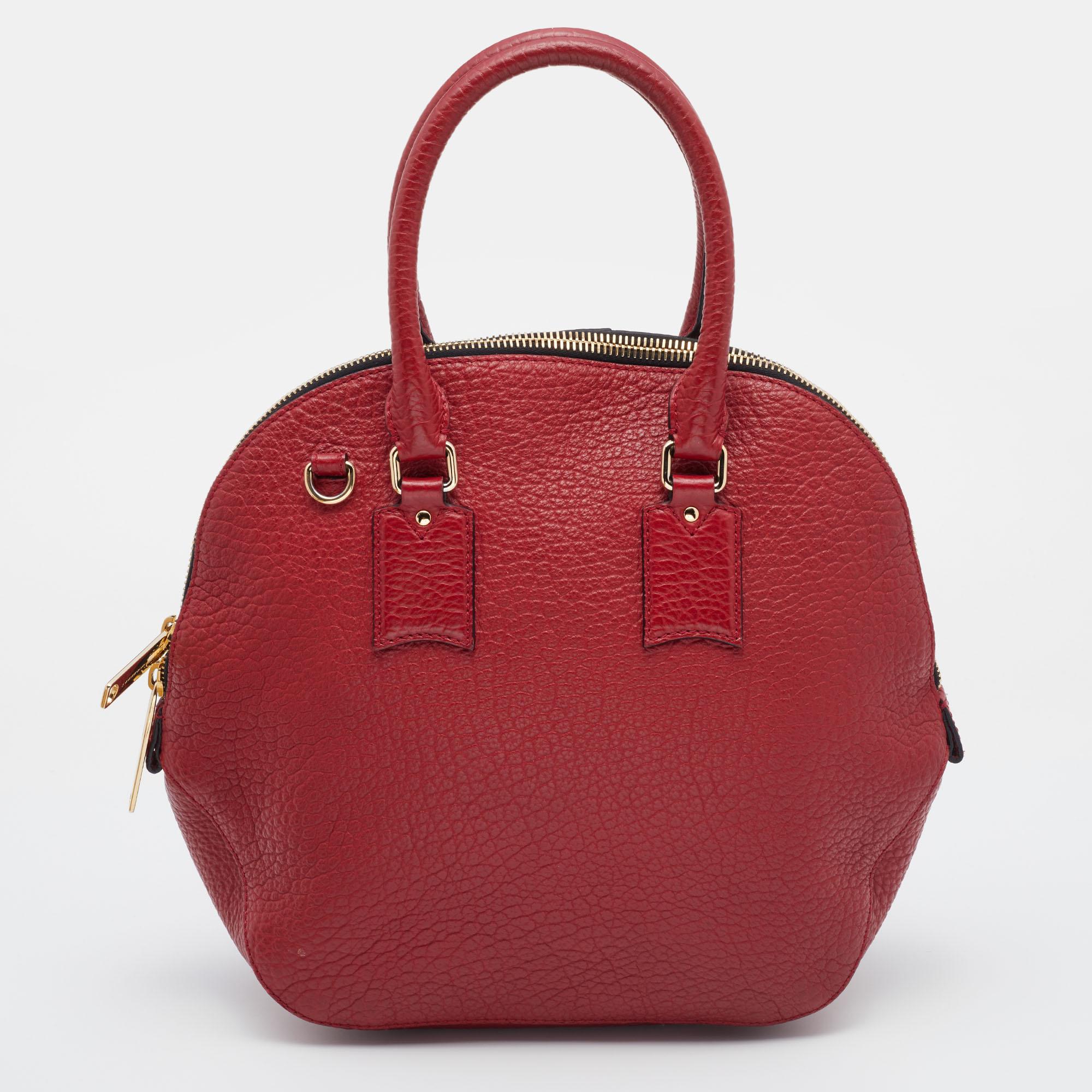 Burberry Red Leather Orchard Bowler Bag 1