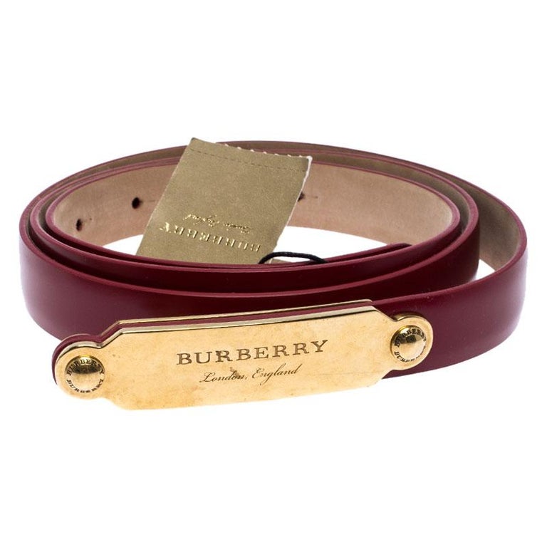 Burberry Red Leather Reese Slim Belt 100CM at 1stDibs