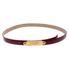 Burberry Red Leather Reese Slim Belt 100CM