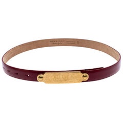 Burberry Red Leather Reese Slim Belt 75 CM