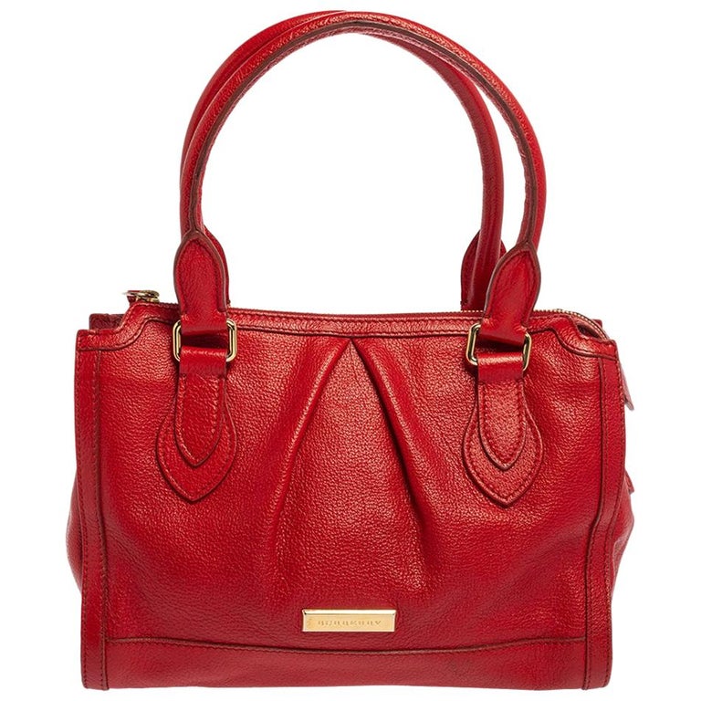 Burberry Red Leather Satchel at 1stDibs