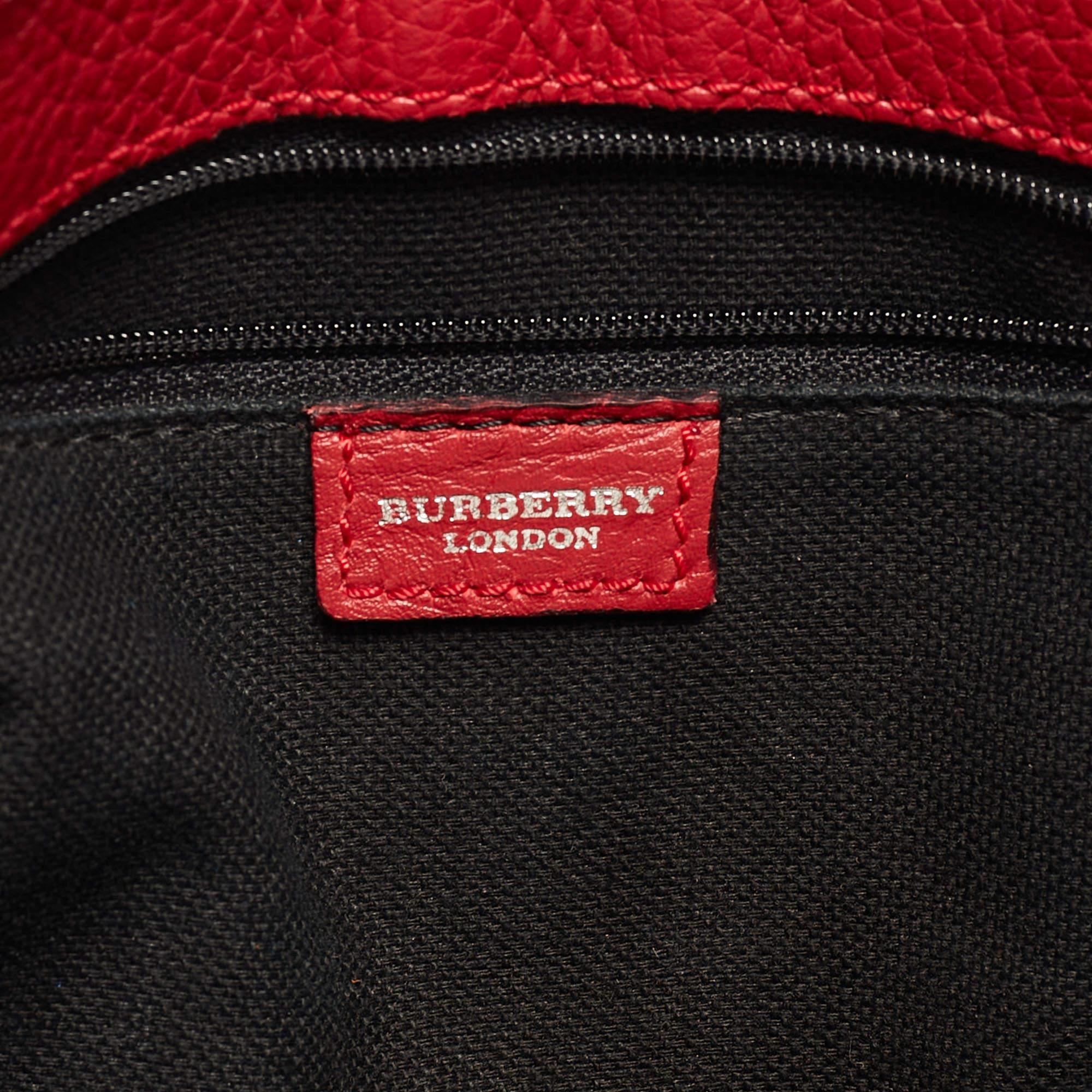 Burberry Red Leather Shark Tooth Tote 9