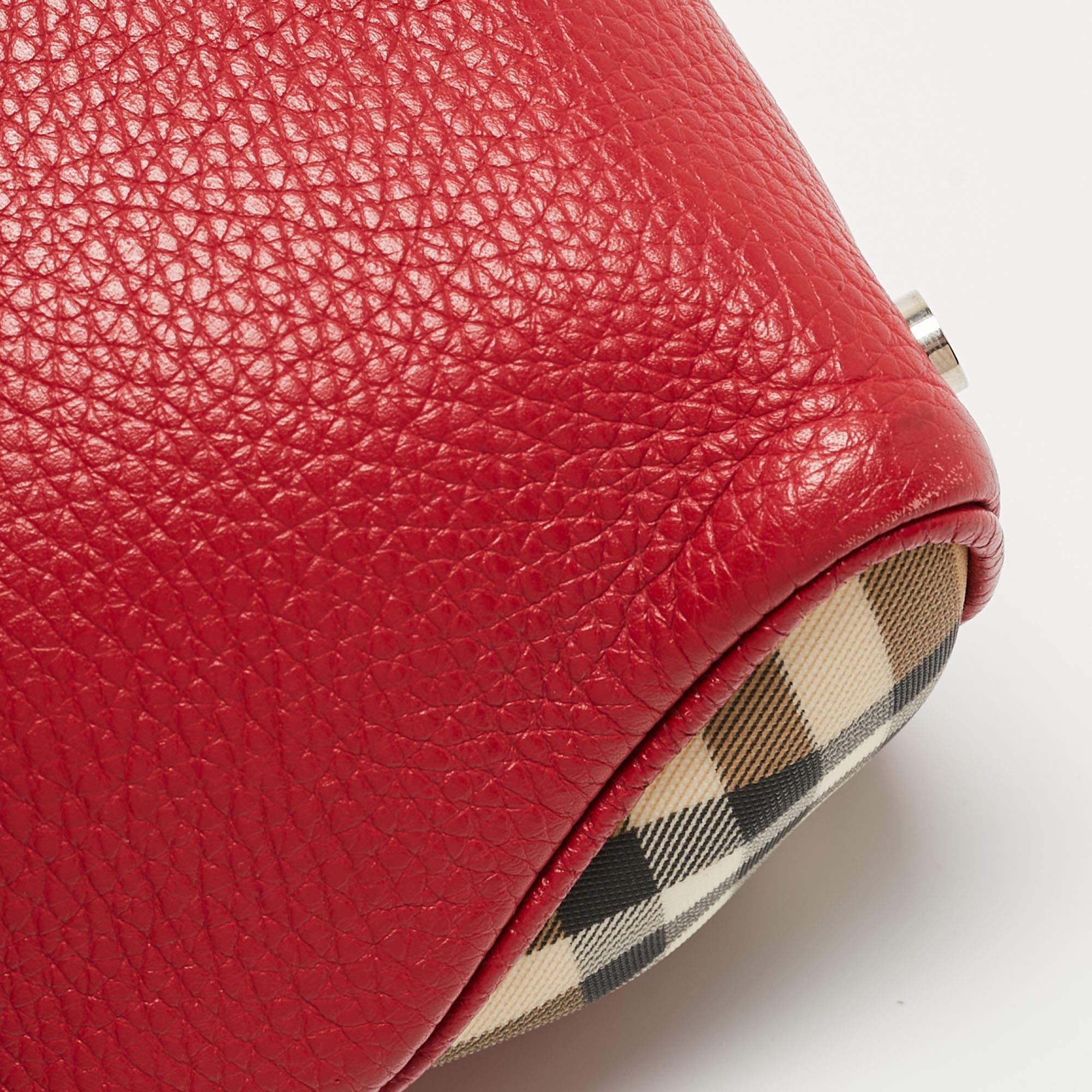 Burberry Red Leather Shark Tooth Tote 3