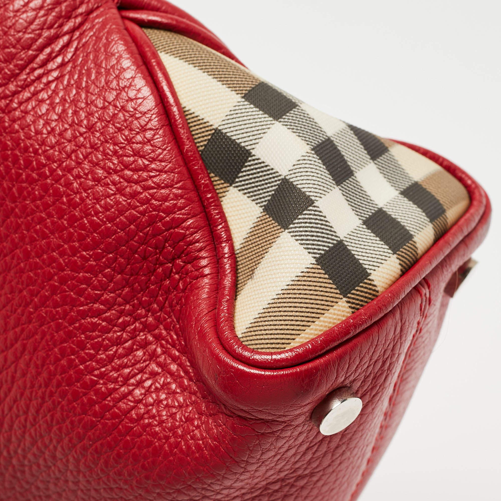Burberry Red Leather Shark Tooth Tote 4