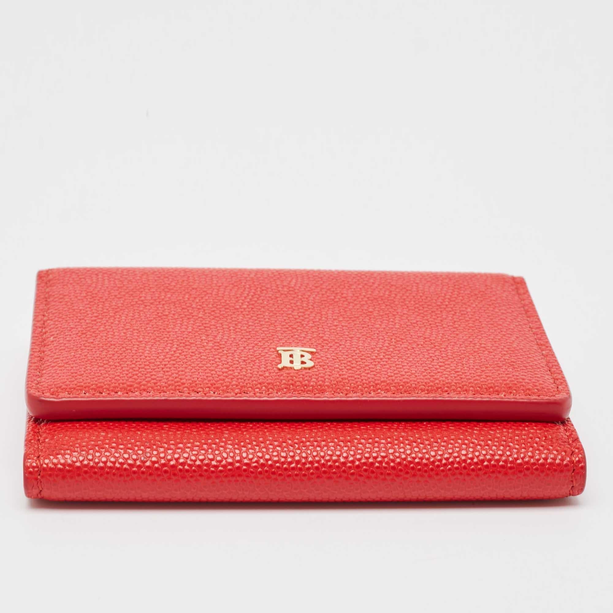 Burberry Red Leather Sidney Trifold Wallet 3