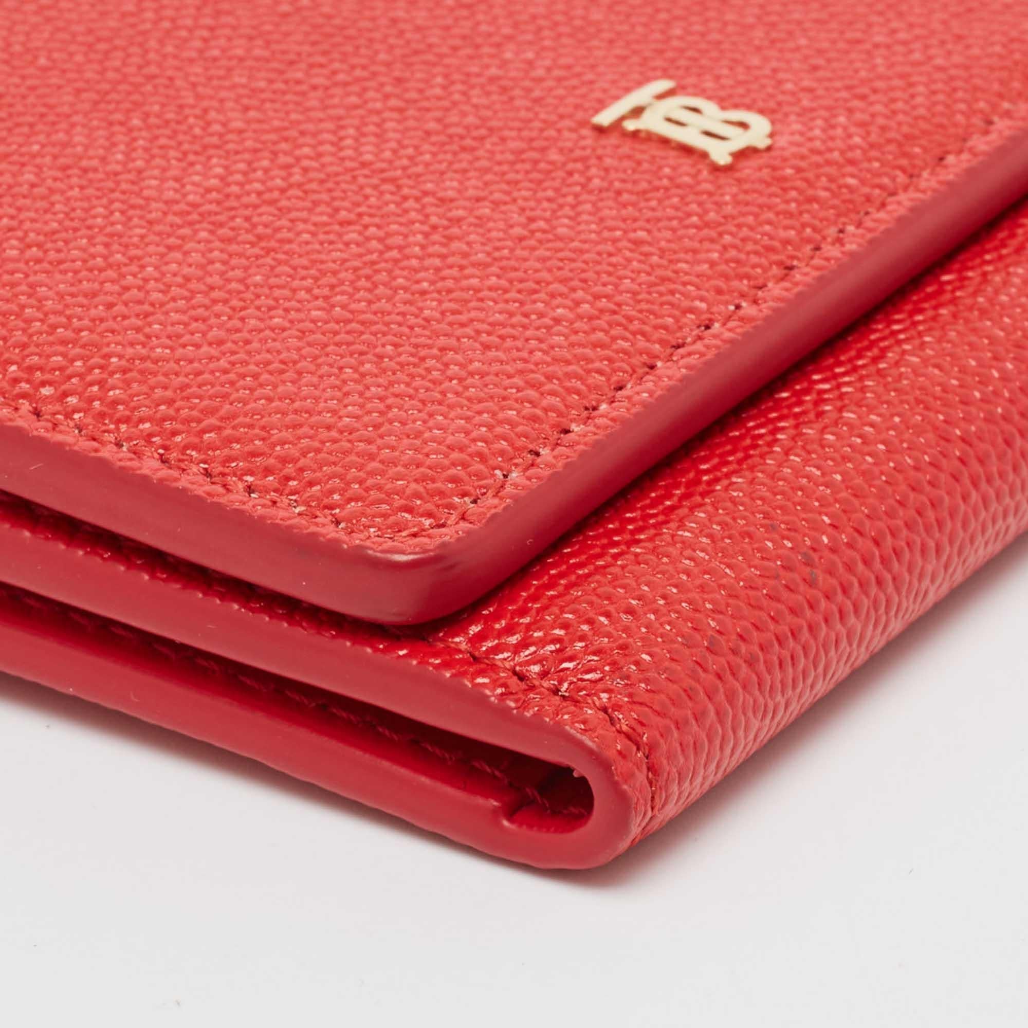 Burberry Red Leather Sidney Trifold Wallet 5