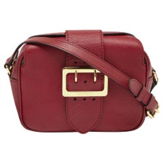 Burberry Red Leather Small Medley Buckle Crossbody Bag