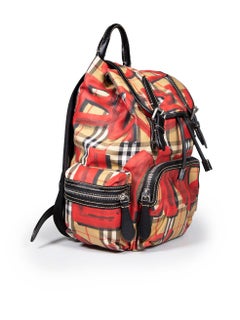 Burberry Roter Medium Logo Graffiti Nova Karierter Rucksack
