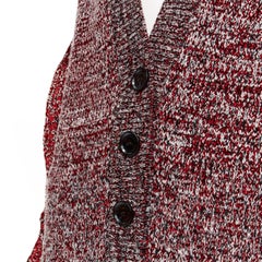 BURBERRY red melange color blocked cotton wool knit oversized cardigan M