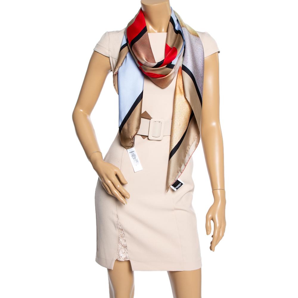 When you really love to accessorize then do not forget this casual scarf fabricated from smooth silk. Burberry has designed this scarf with a montage print all over in a combination of pretty hues.

Includes: Original Tag
