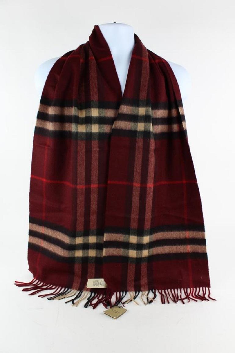 Black Burberry Red Nova Check Cashmere Classic Scarf 15bur1224