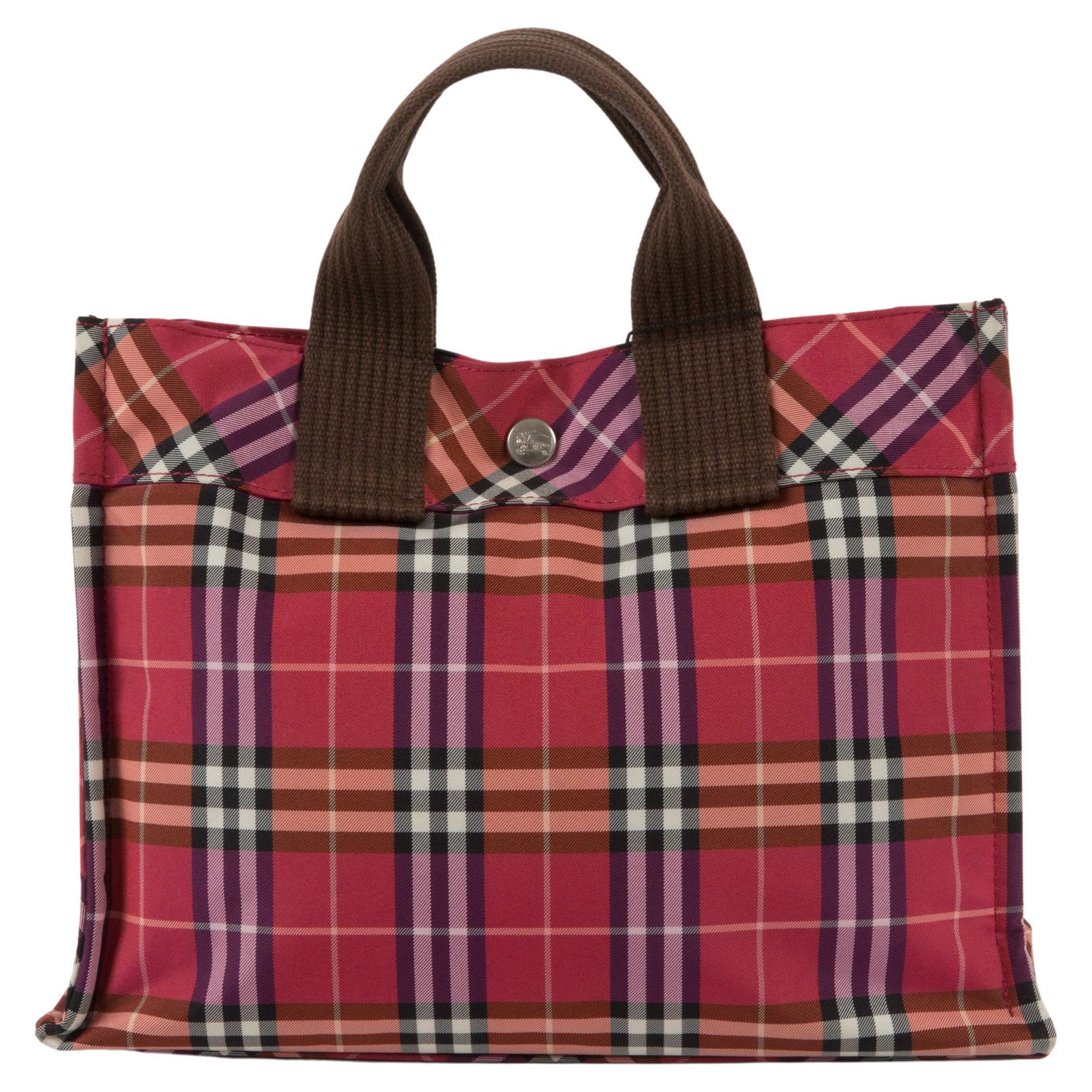 Burberry Red Nova Check PM Tote Bag For Sale