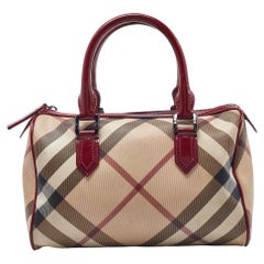 Burberry Red Nova Check PVC and Patent Leather Chester Boston Bag