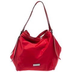 Burberry Red Nylon and Patent Leather Canterbury Tote