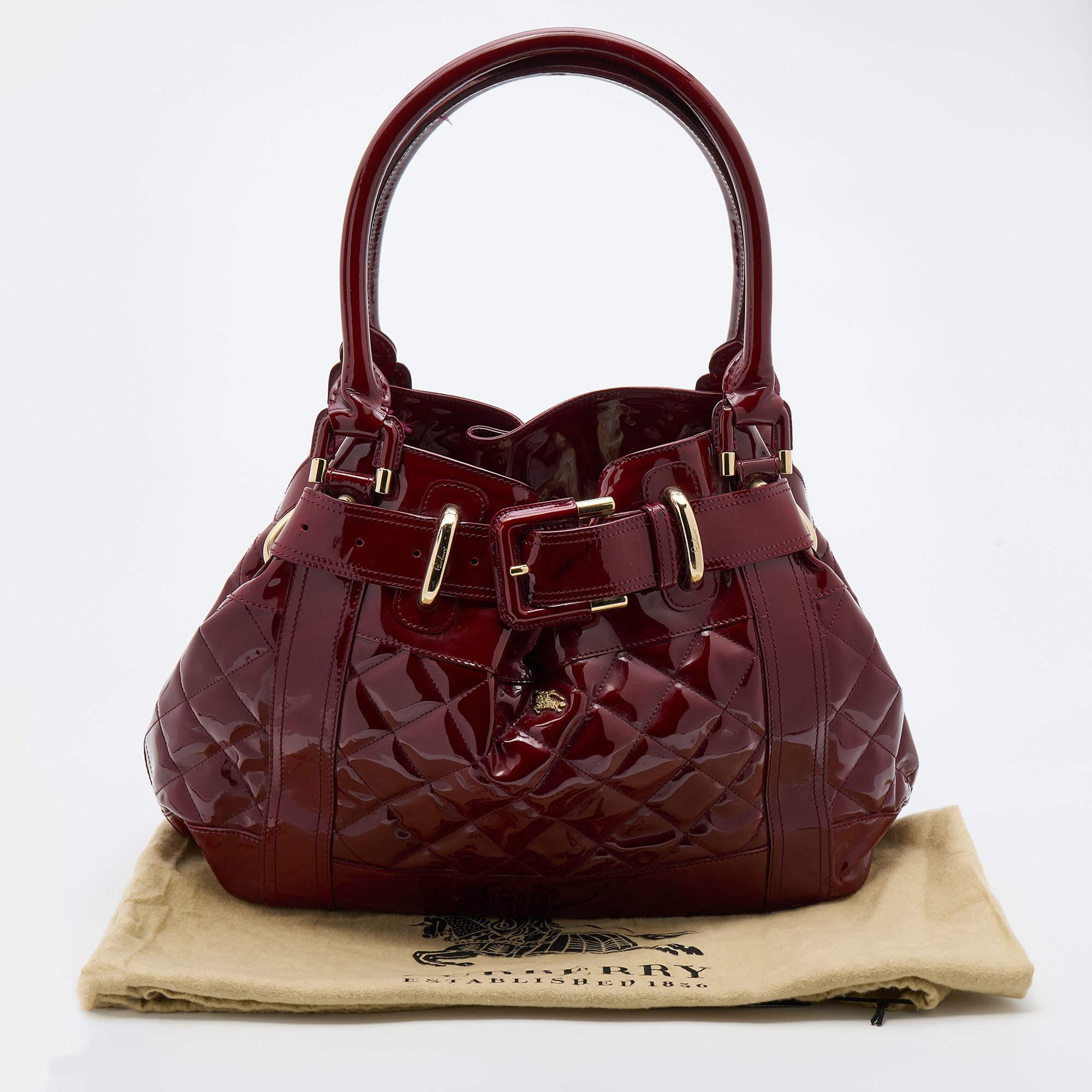 Burberry Red Patent Leather Quilted Prorsum Beaton Tote 7