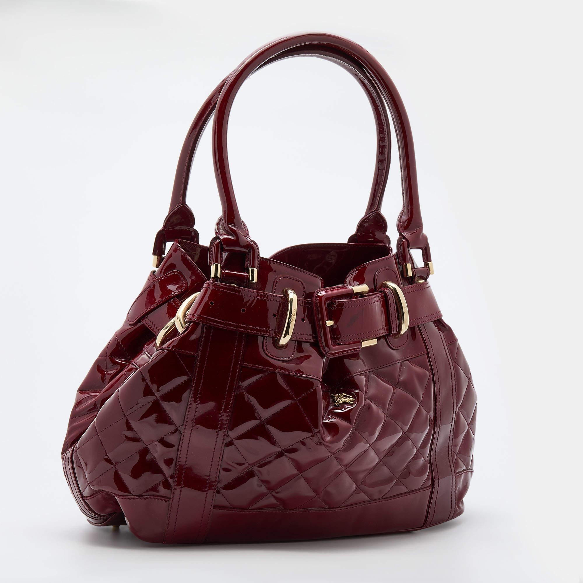 Burberry Red Patent Leather Quilted Prorsum Beaton Tote 1