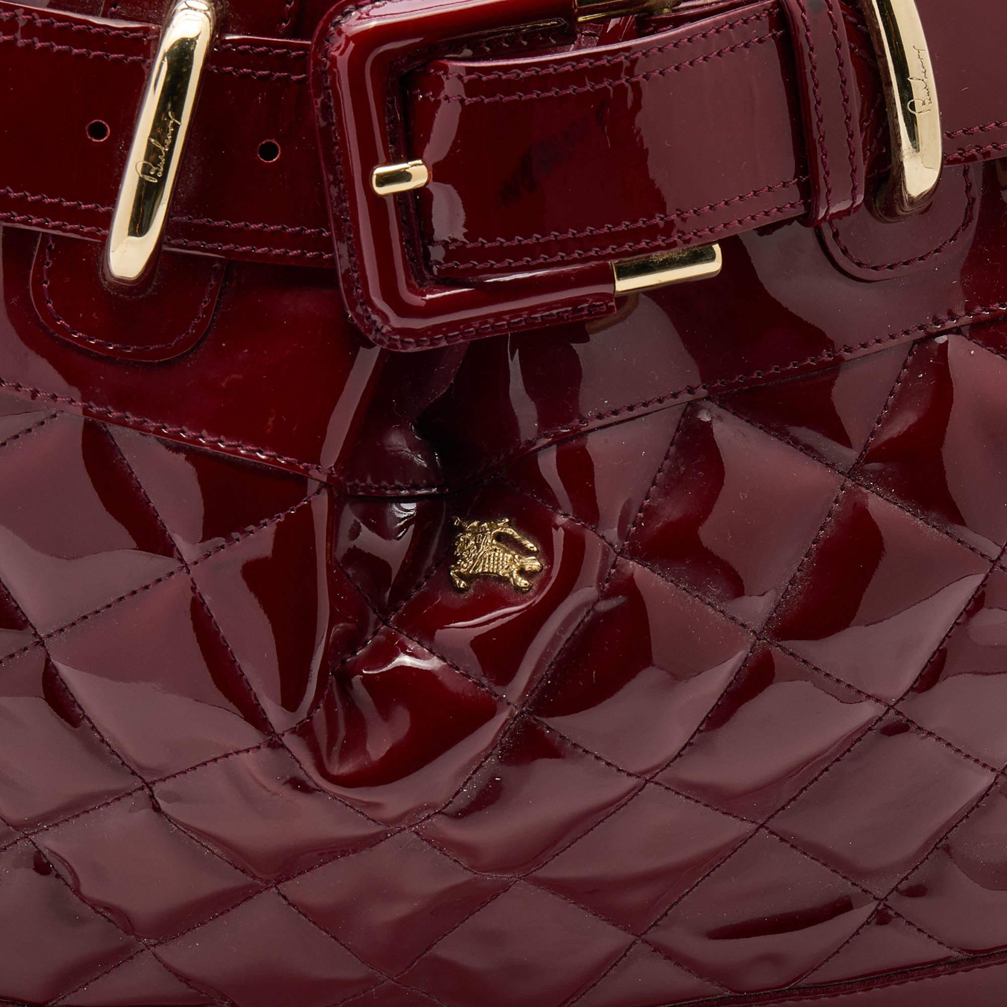 Burberry Red Patent Leather Quilted Prorsum Beaton Tote 5