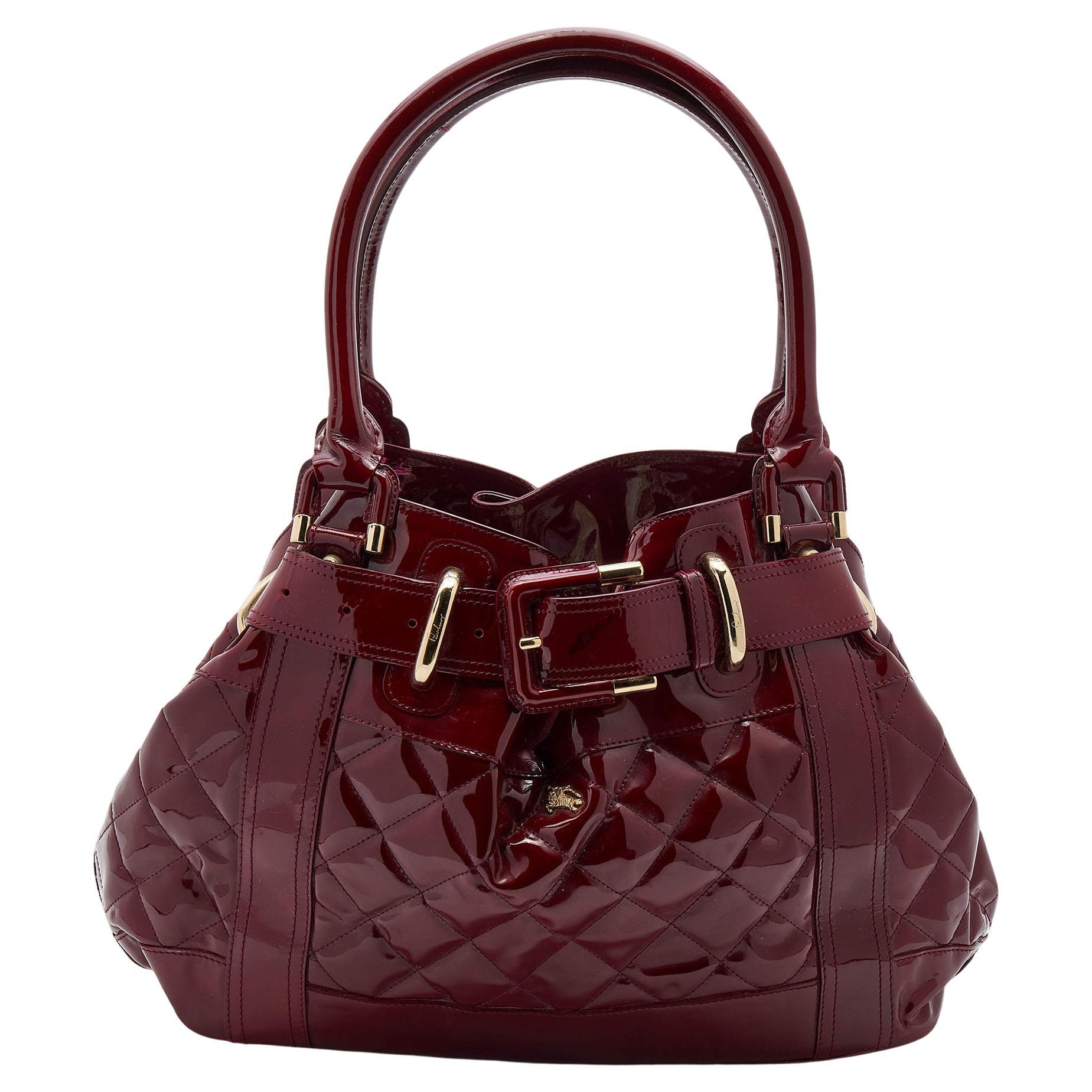 Burberry Red Patent Leather Quilted Prorsum Beaton Tote