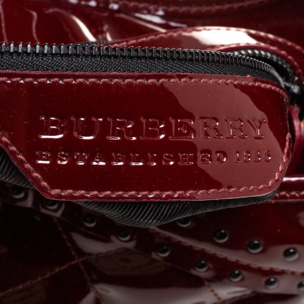 Burberry Red Patent Leather Studded Brooke Hobo 3