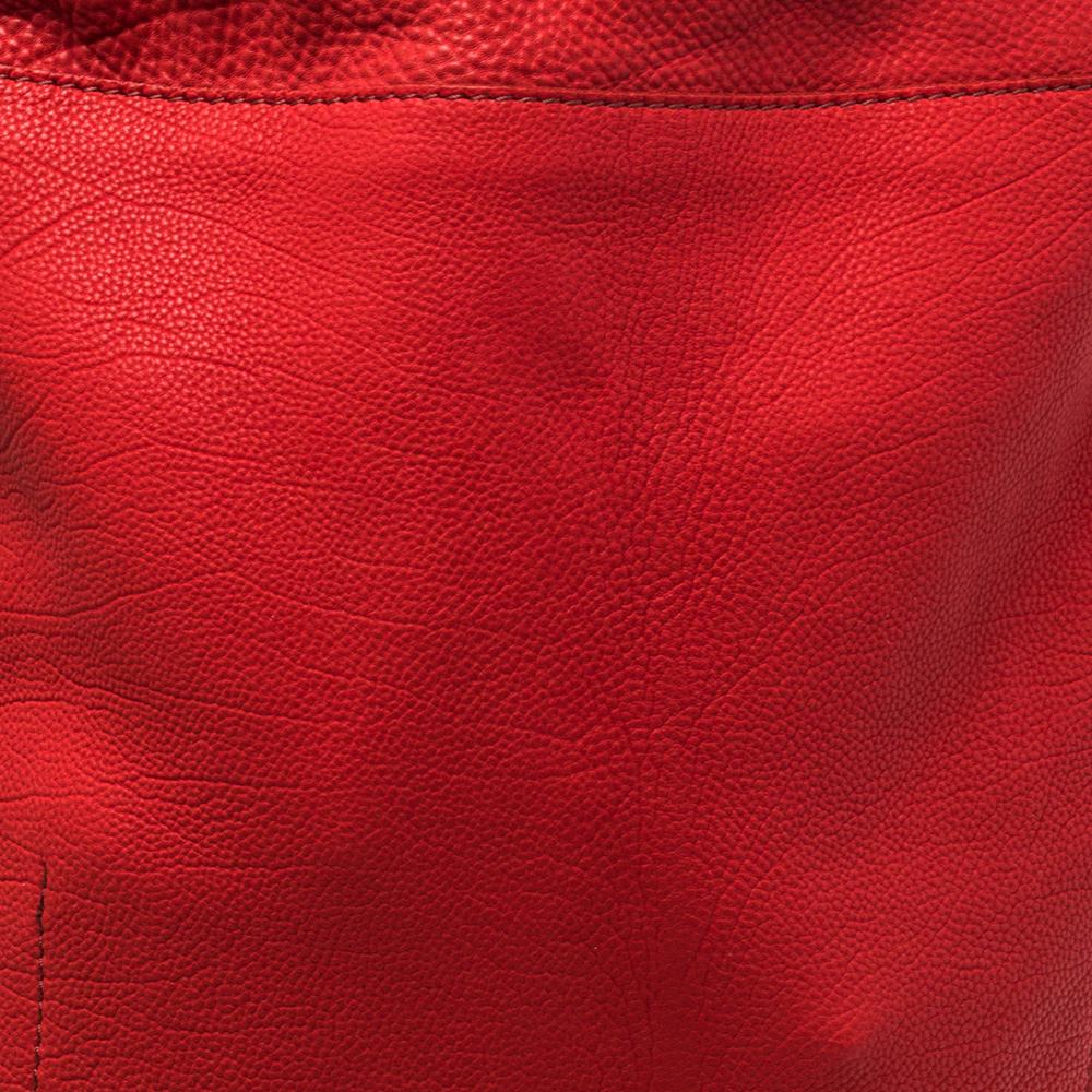 Burberry Red Pebbled Leather Drawstring Sling Backpack 3