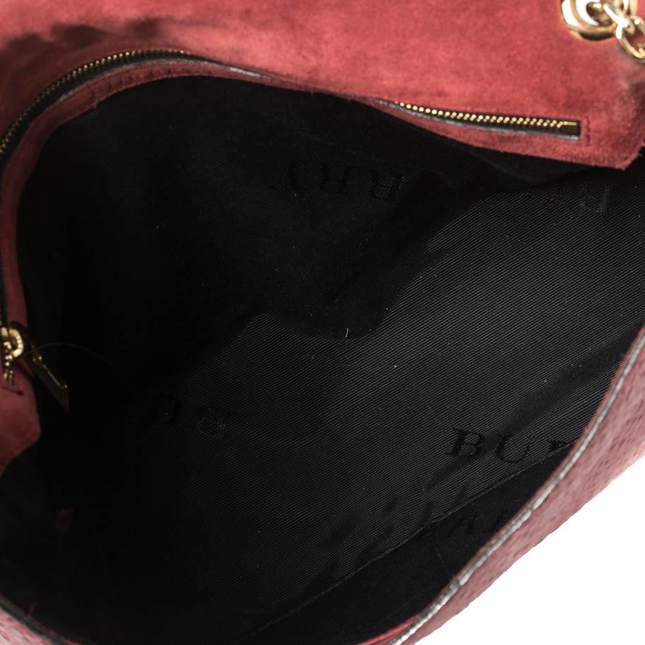 Burberry Red Pebbled Leather Flap Shoulder Bag 3
