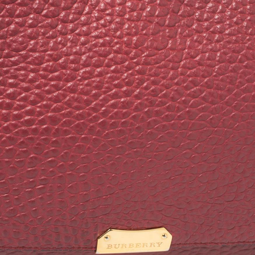 Burberry Red Pebbled Leather Flap Shoulder Bag 2