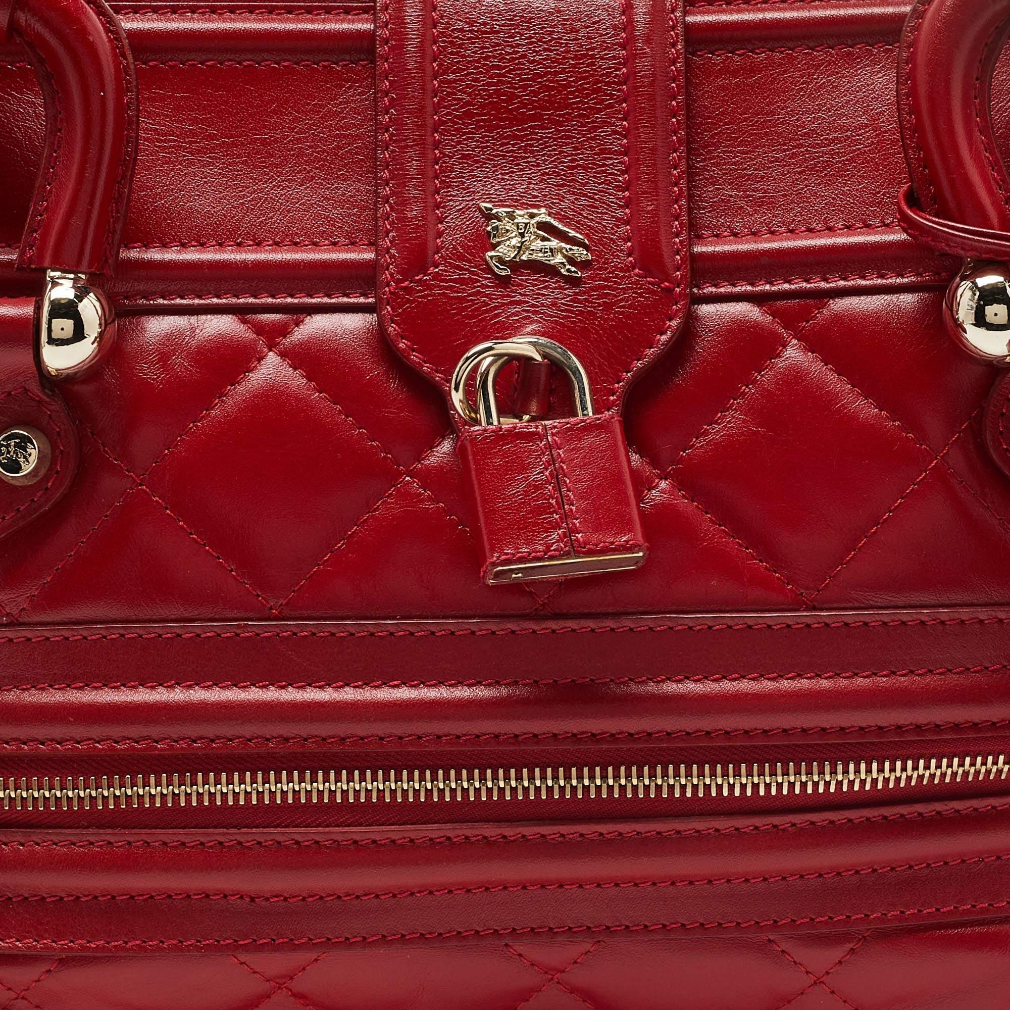 Burberry Red Quilted Leather Manor Satchel 6