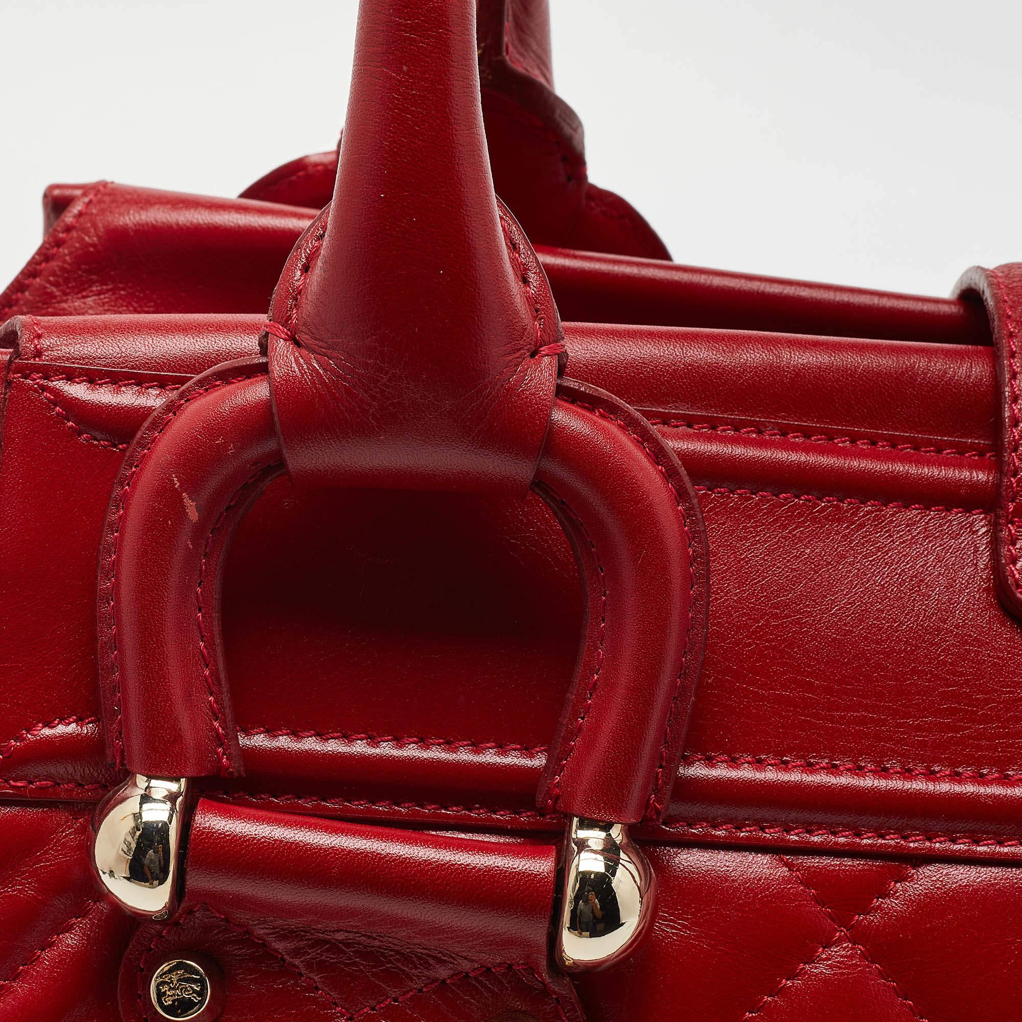 Burberry Red Quilted Leather Manor Satchel 7