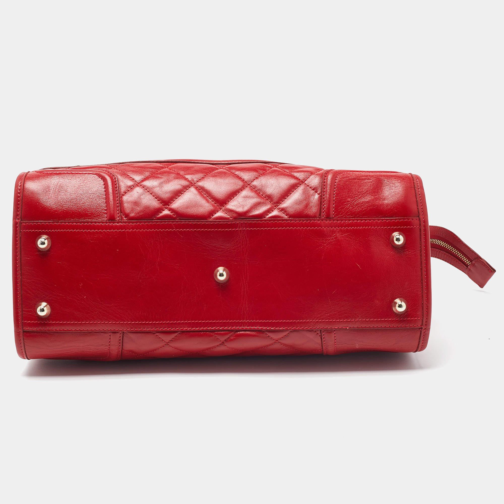 Burberry Red Quilted Leather Manor Satchel 1