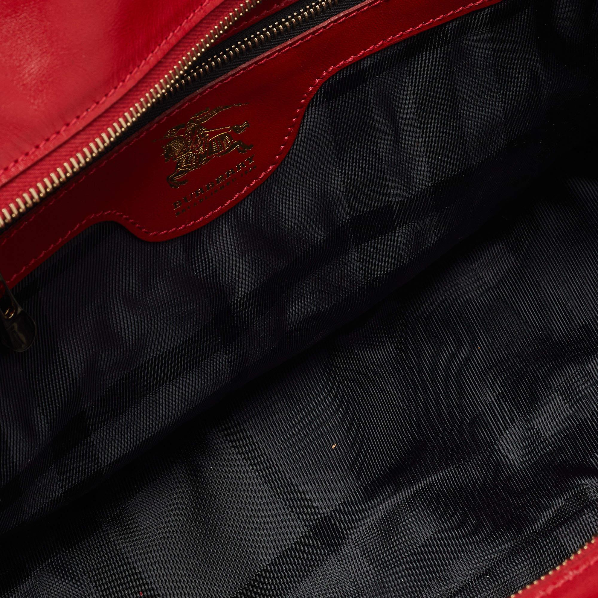 Burberry Red Quilted Leather Manor Satchel 3