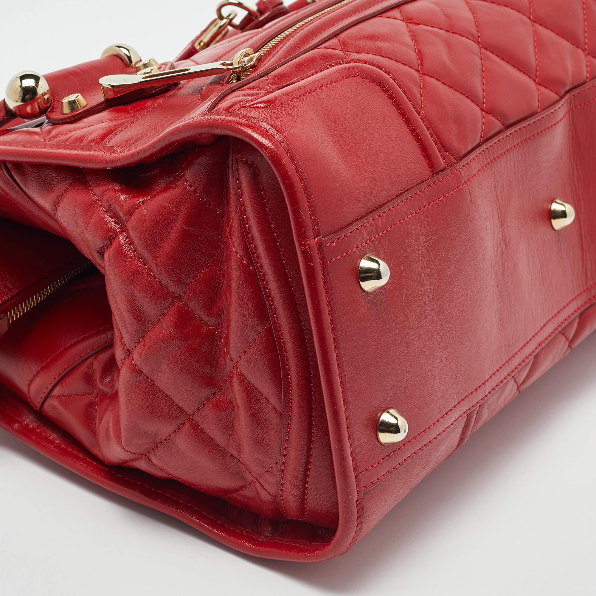 Burberry Red Quilted Leather Manor Satchel 4